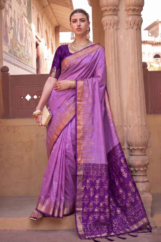 Violet Woven Soft Silk Saree (ACA9865)