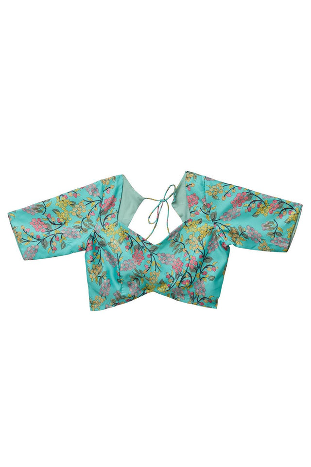 Turquoise Solid Satin Ready to Wear Saree (ACA9901)