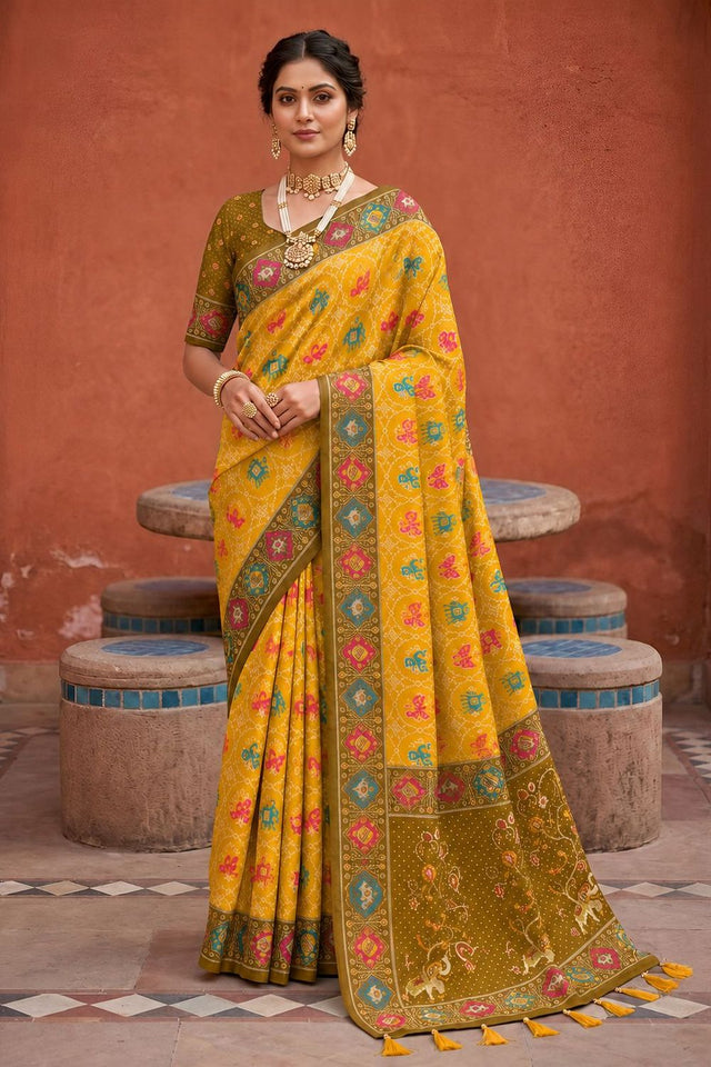Yellow Woven Silk Saree (ACA9973)