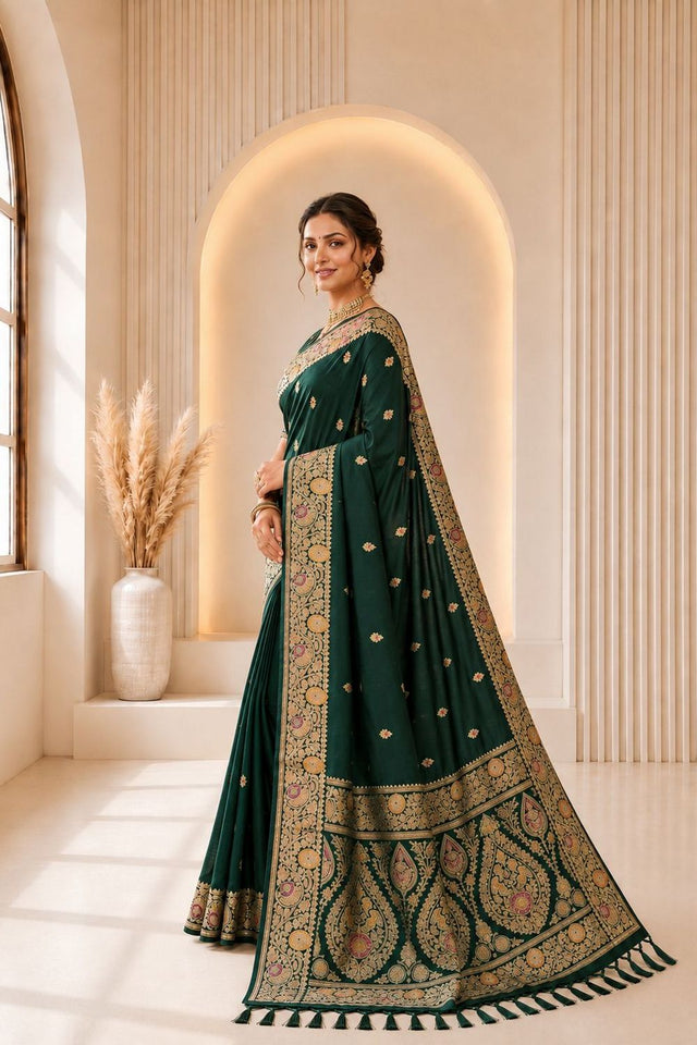 Green Woven Banarasi Silk Saree (ACA9974)