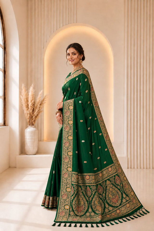 Green Woven Banarasi Silk Saree (ACA9976)