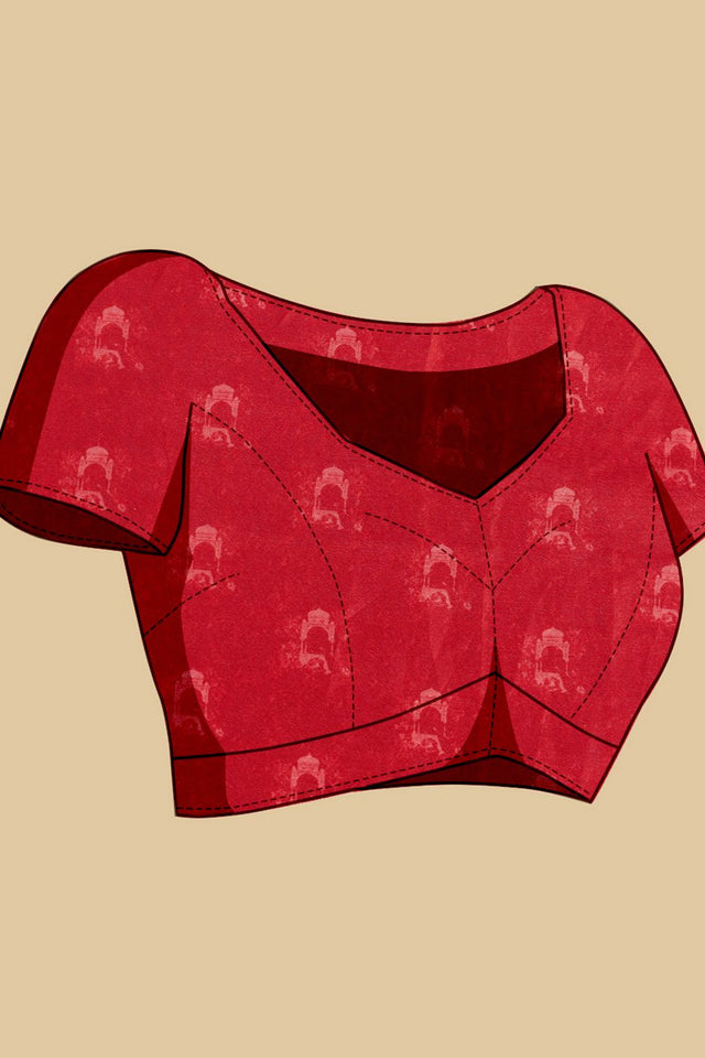 Maroon Printed Chinon Saree (ACA9998)