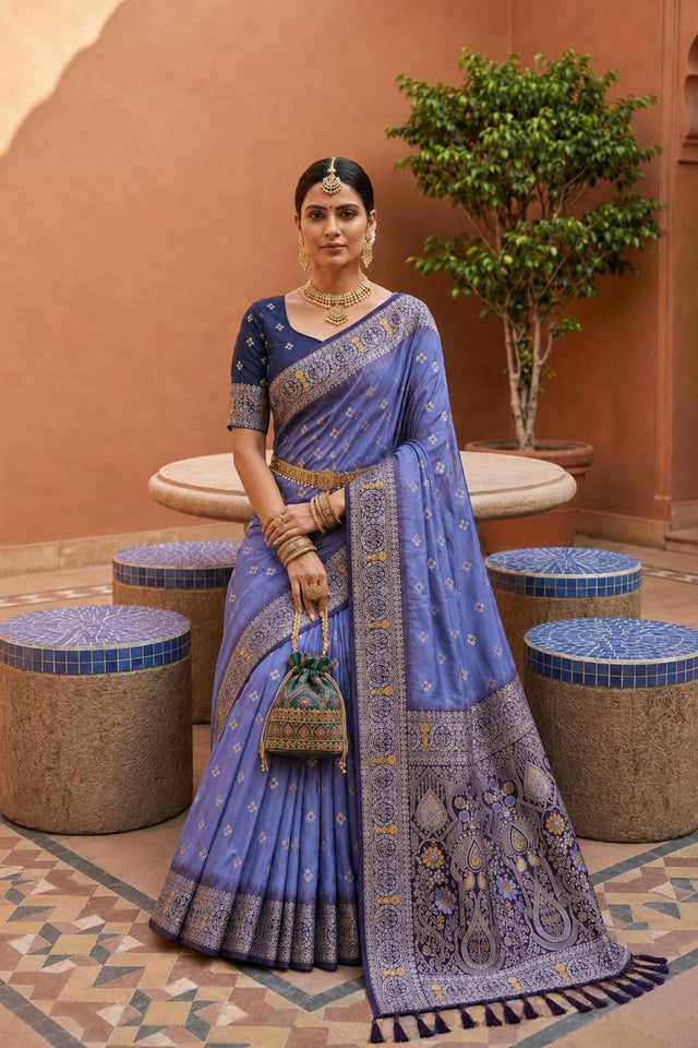 Lavender Woven Soft Silk Saree (ACB1009)