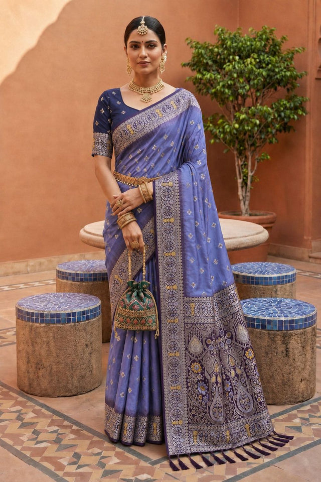Lavender Woven Soft Silk Saree (ACB1009)