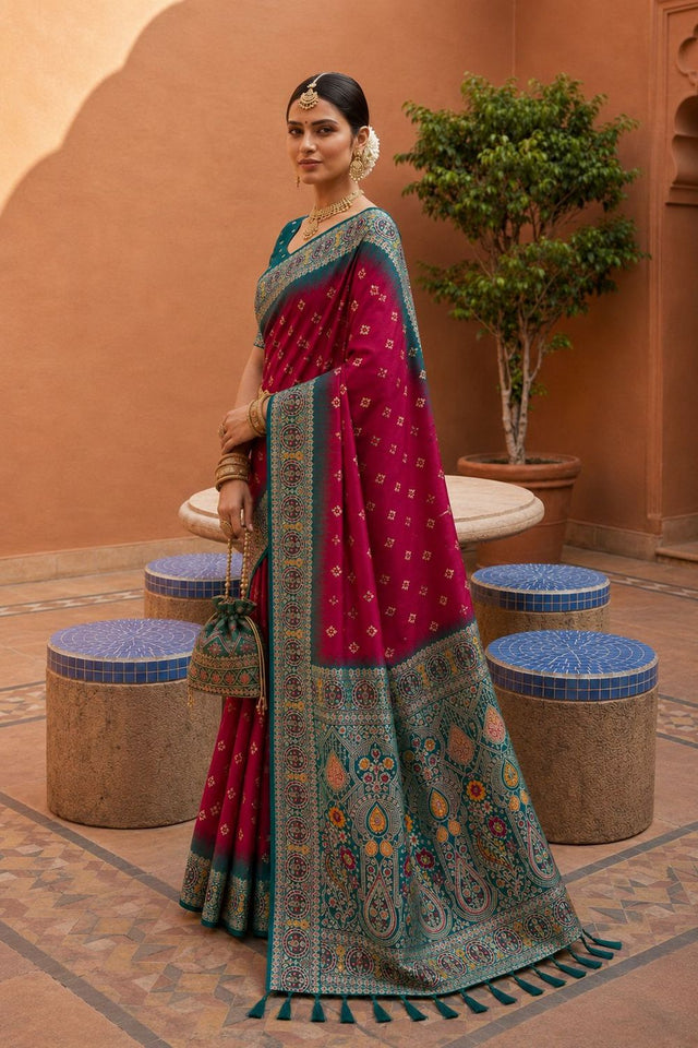 Pink Woven Soft Silk Saree (ACB1014)