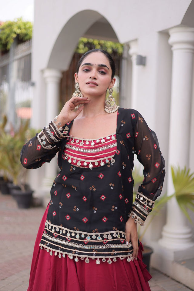 Maroon Solid Rayon Free Size Stitched Lehenga (ACB1018)