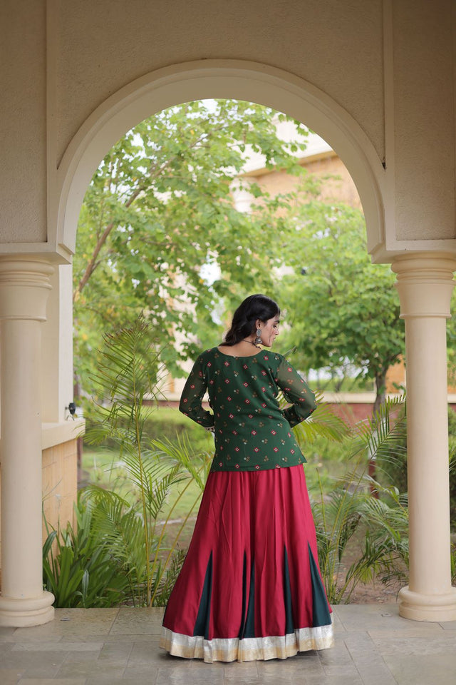Maroon Solid Rayon Free Size Stitched Lehenga (ACB1019)