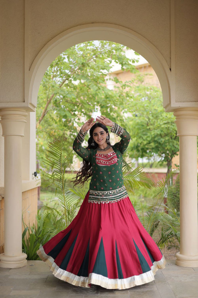 Maroon Solid Rayon Free Size Stitched Lehenga (ACB1019)