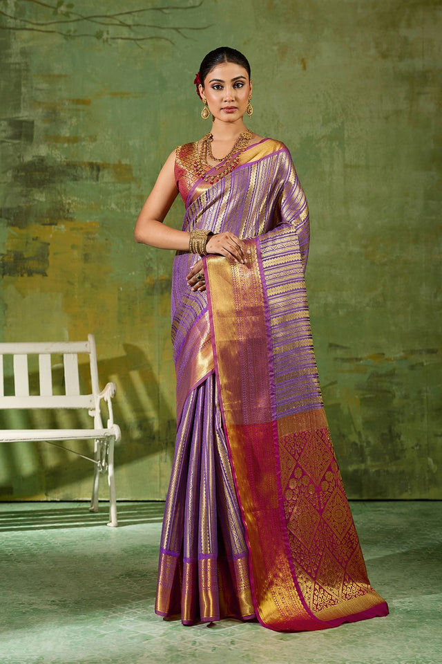 Lavender Woven Kanjivaram Silk Saree (ACB1023)