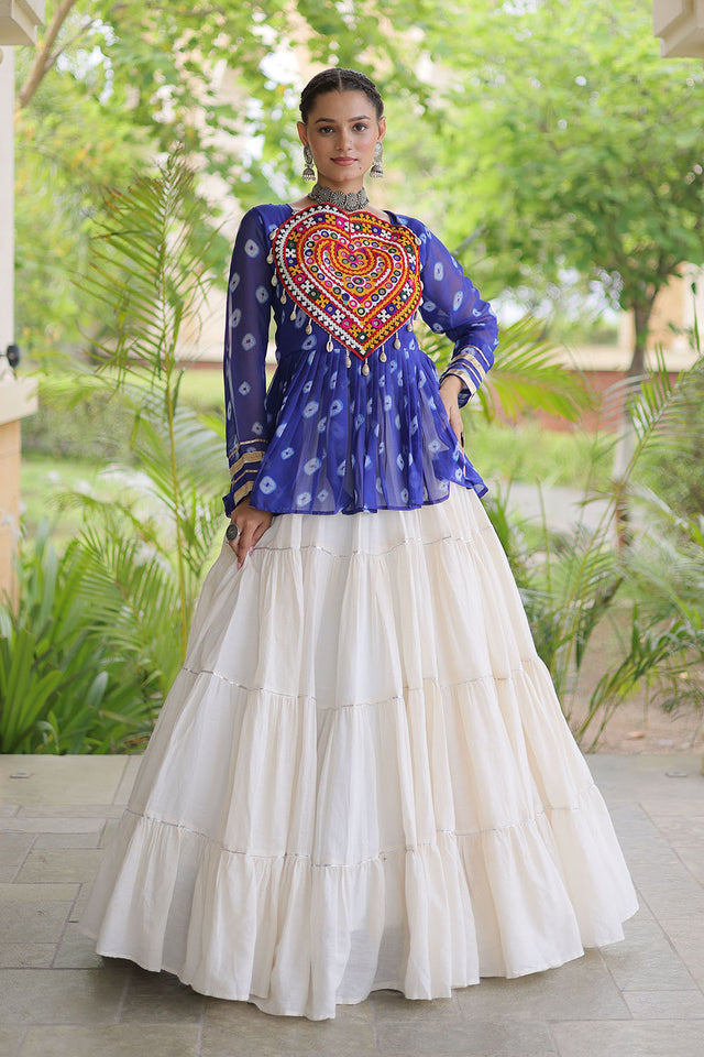 Off White Solid Cotton Free Size Stitched Lehenga (ACB1050)