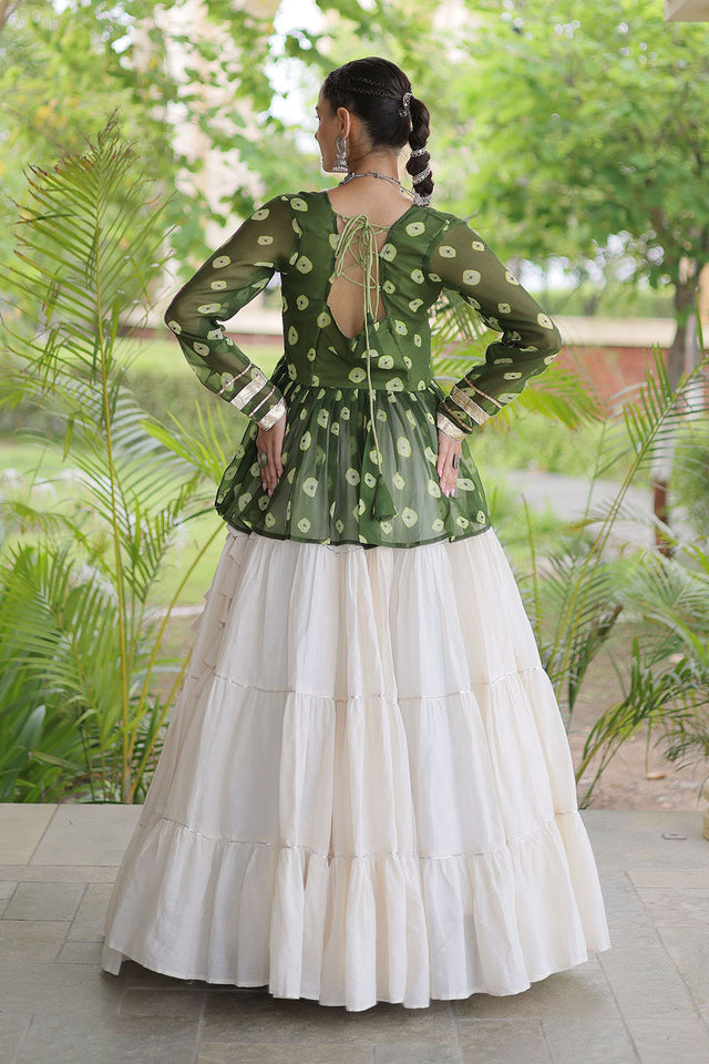 Off White Solid Cotton Free Size Stitched Lehenga (ACB1051)