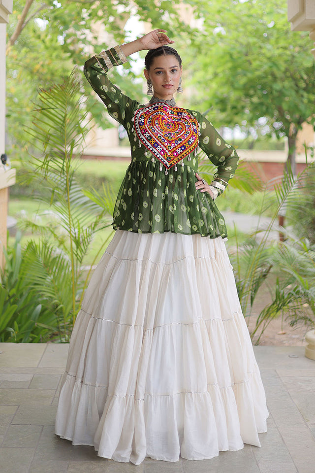 Off White Solid Cotton Free Size Stitched Lehenga (ACB1051)