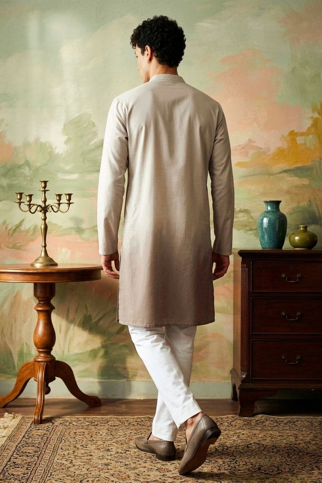Mens Lavender Embroidered Silk Kurta Set (ACB1076)