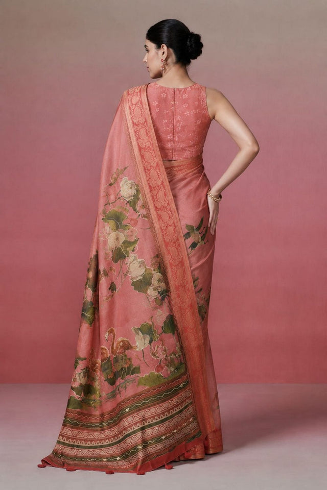 Pink Printed Kanjivaram Saree (ACB1094)