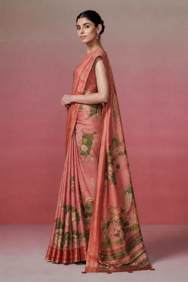 Pink Printed Kanjivaram Saree (ACB1094)