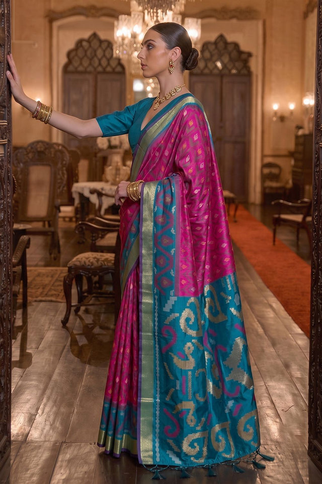 Pink Printed Soft Silk Saree (ACB1127)