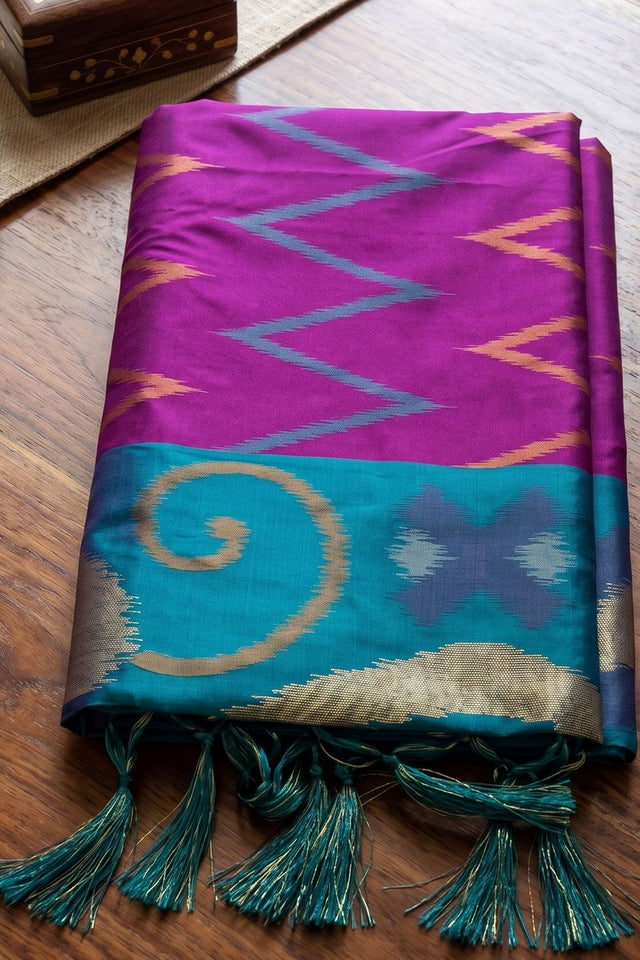 Purple Printed Soft Silk Saree (ACB1156)