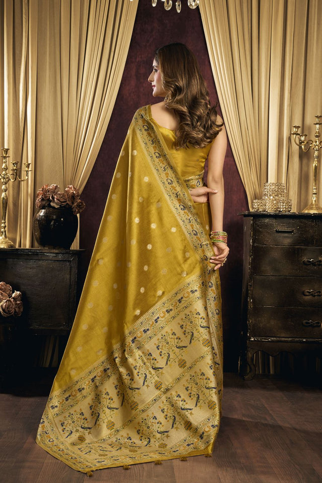 Olive Green Woven Tissue Saree (ACB1185)