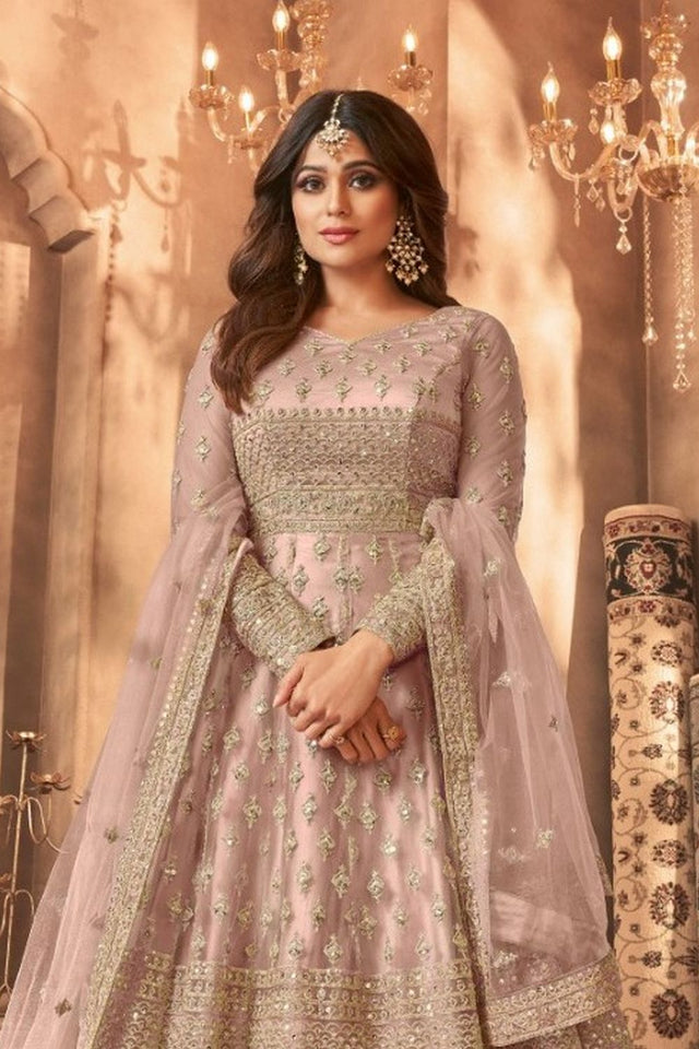 Pink Sequin with Embroidered Net Anarkali Suit (ACB1251)