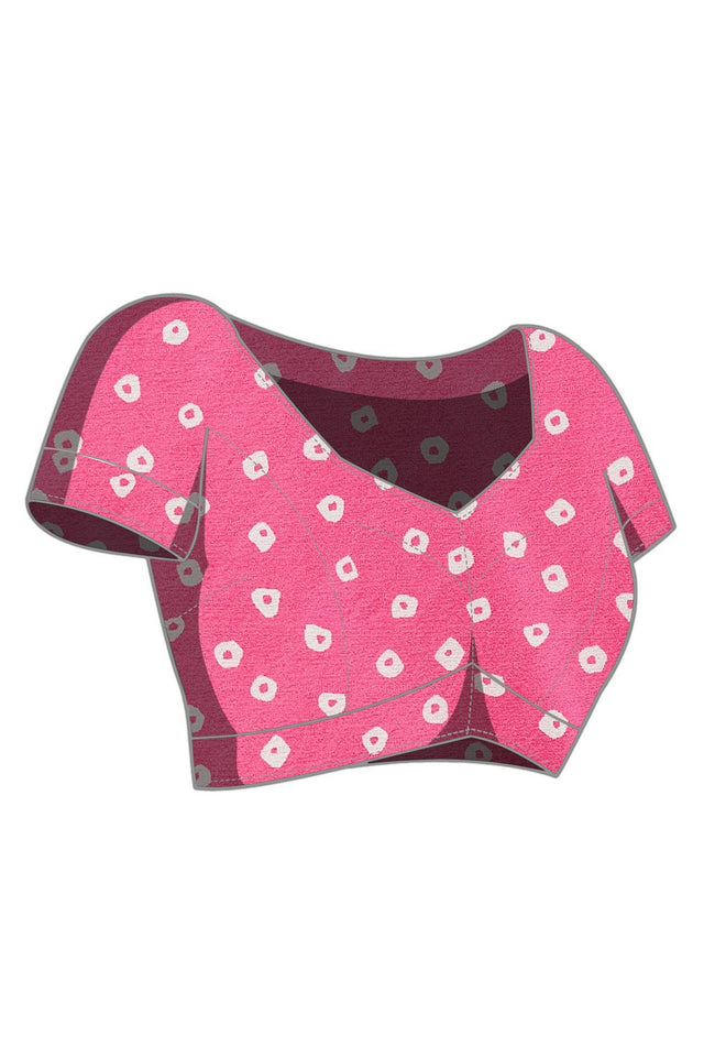 Pink Bandhani Printed Satin Ready to Wear Saree (ACB1275)