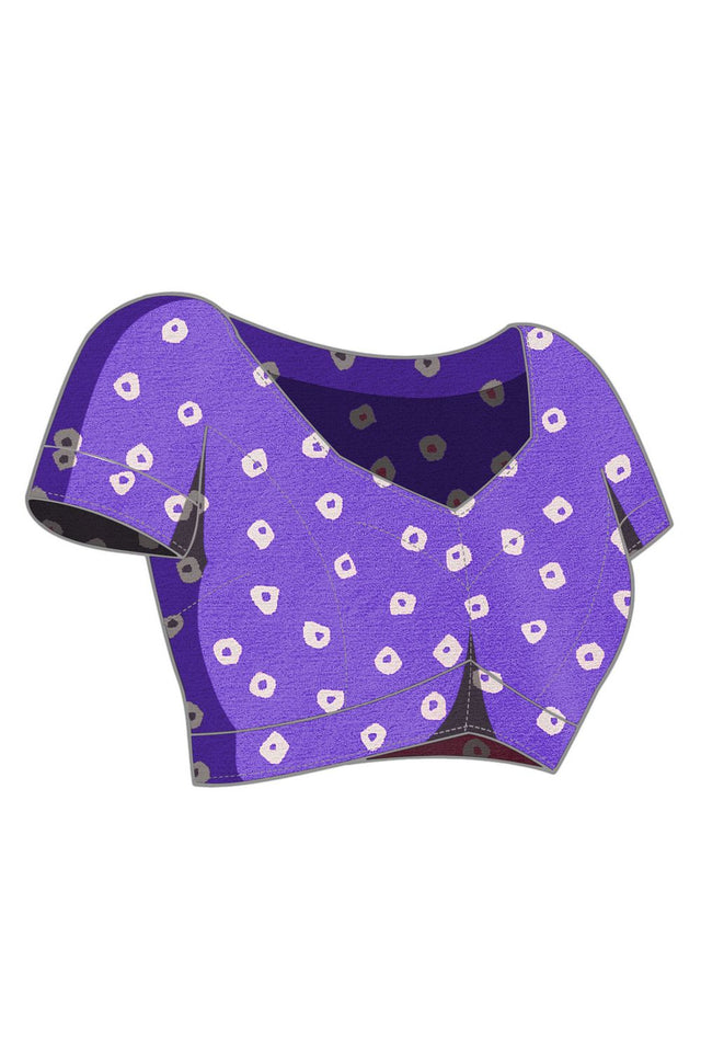 Lavender Bandhani Printed Satin Ready to Wear Saree (ACB1276)