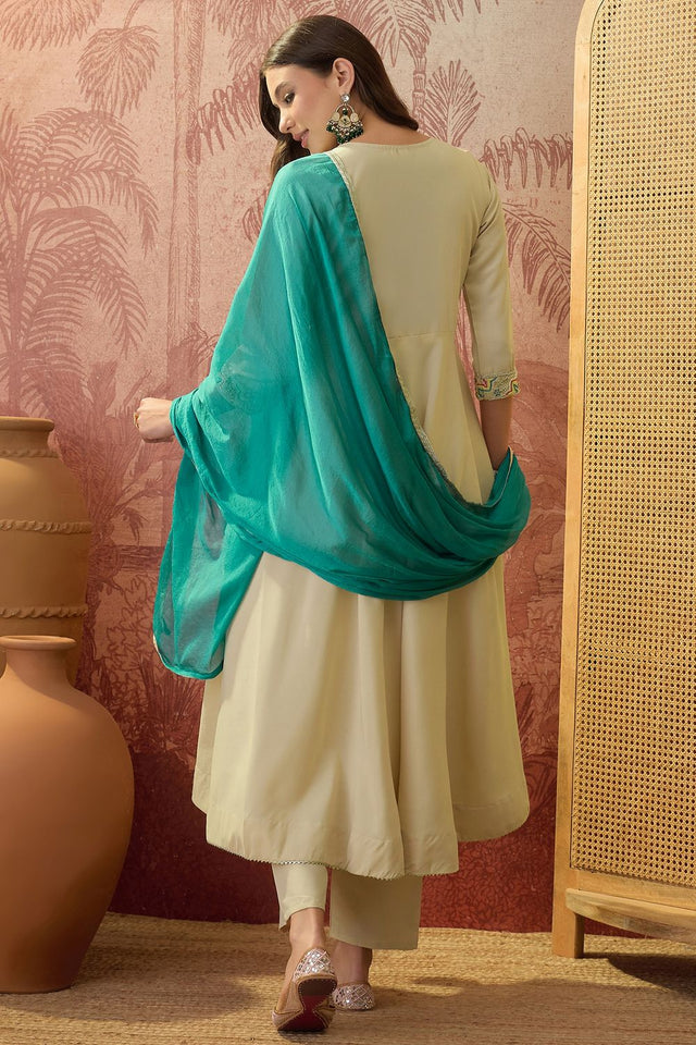 Brown Beads Embossed Rayon Anarkali Suit (ACB1288)