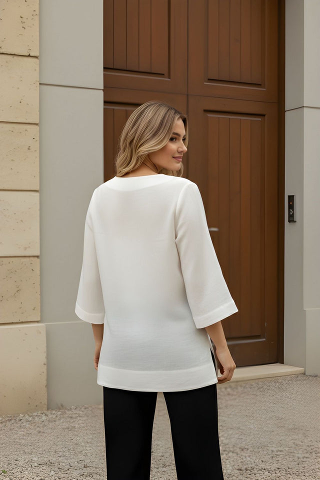 White Solid Cotton Top (ACB1316)