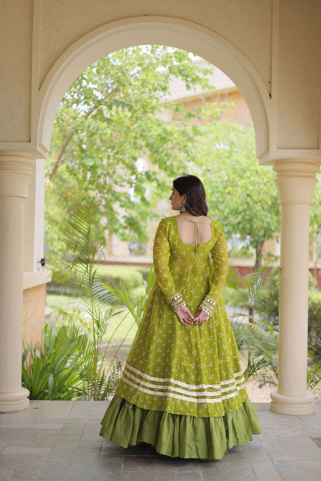 Green Flared with Lace Work Cotton Lehenga (ACB1422)