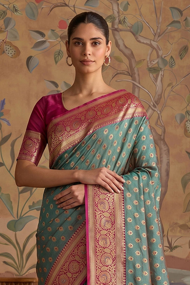 Green Zari Woven Silk Saree (ACB1504)