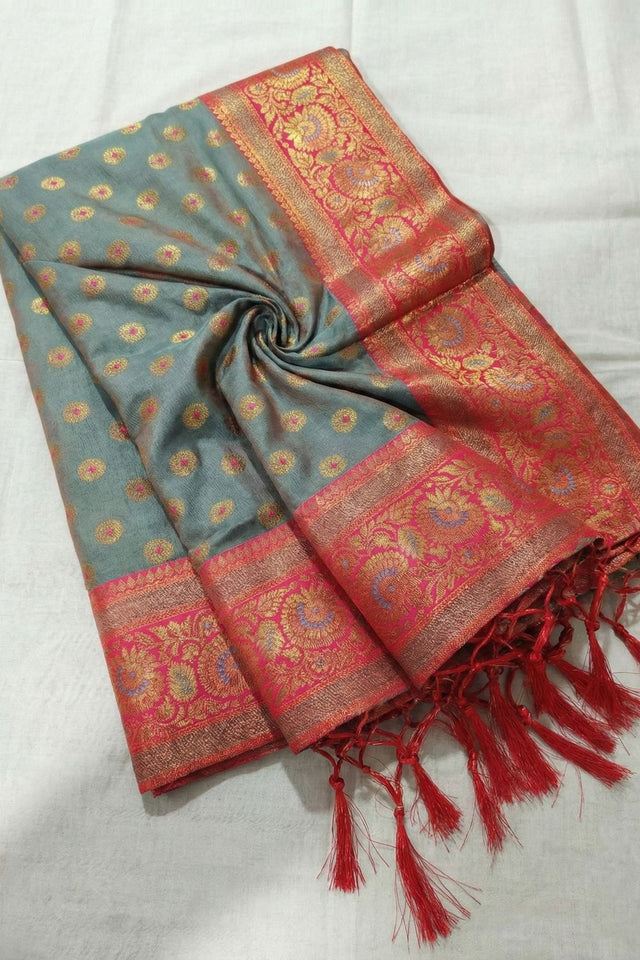 Green Zari Woven Silk Saree (ACB1504)