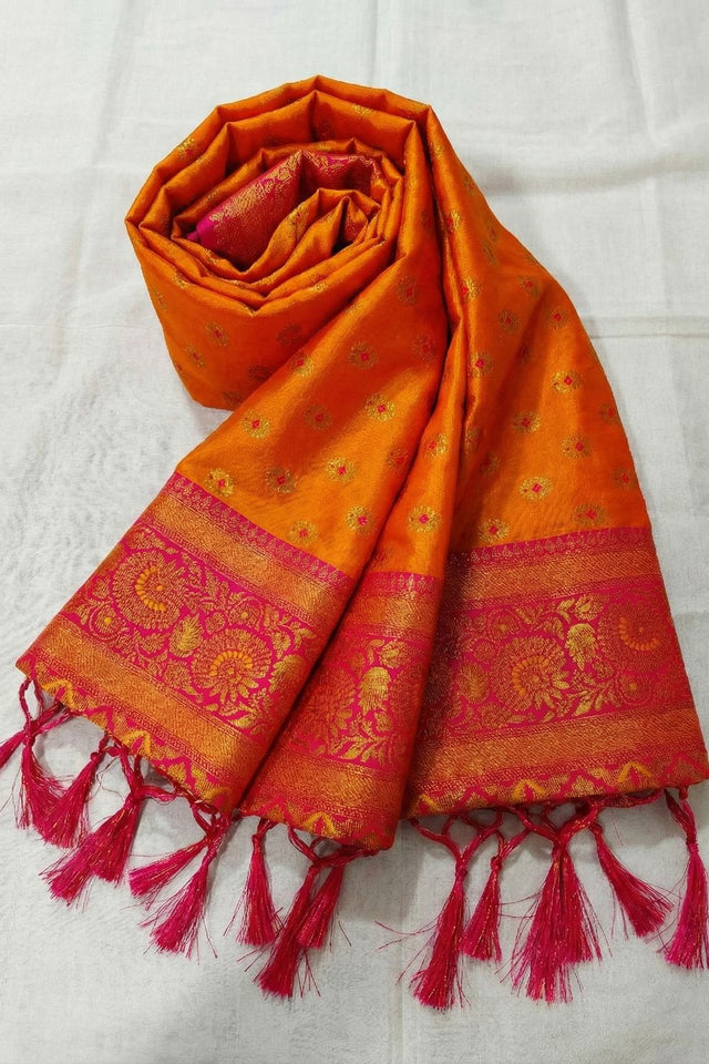 Mustard Zari Woven Silk Saree (ACB1507)