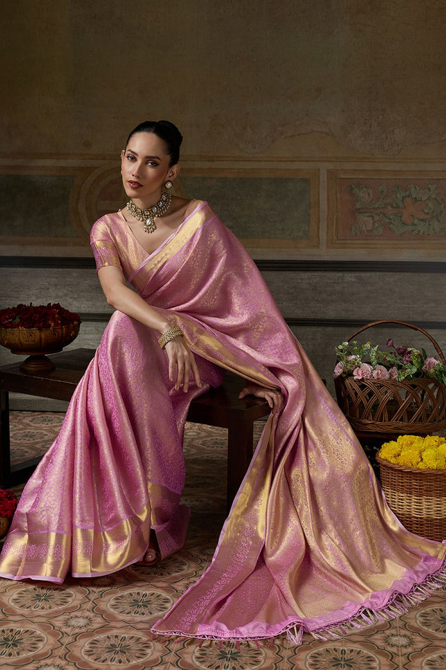 Pink Zari Woven Kanjivaram Silk Saree (ACB1533)