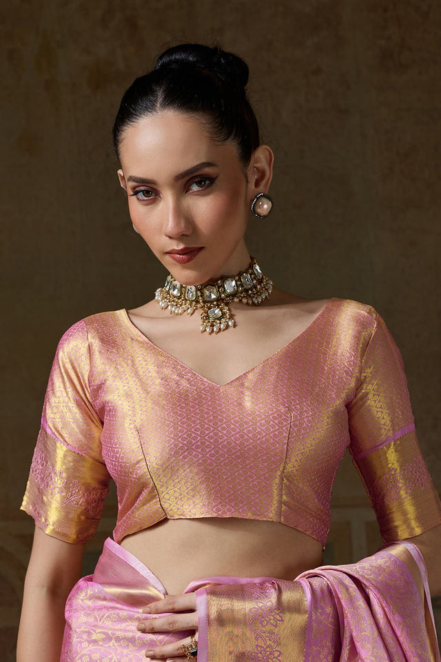 Pink Zari Woven Kanjivaram Silk Saree (ACB1533)