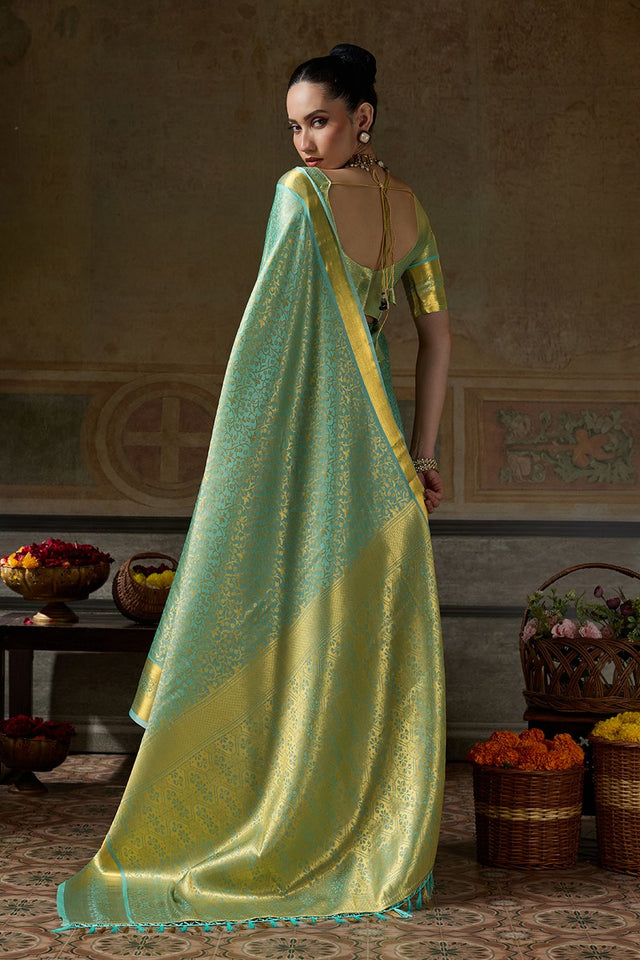 Green Zari Woven Kanjivaram Silk Saree (ACB1534)