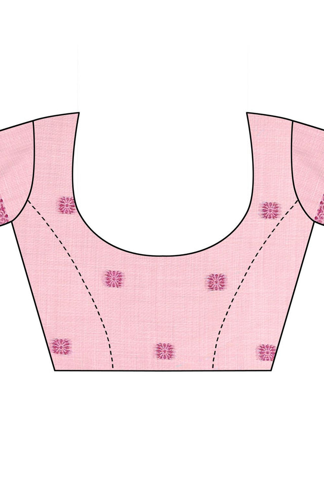 Pink Woven Cotton Saree (ACB1542)