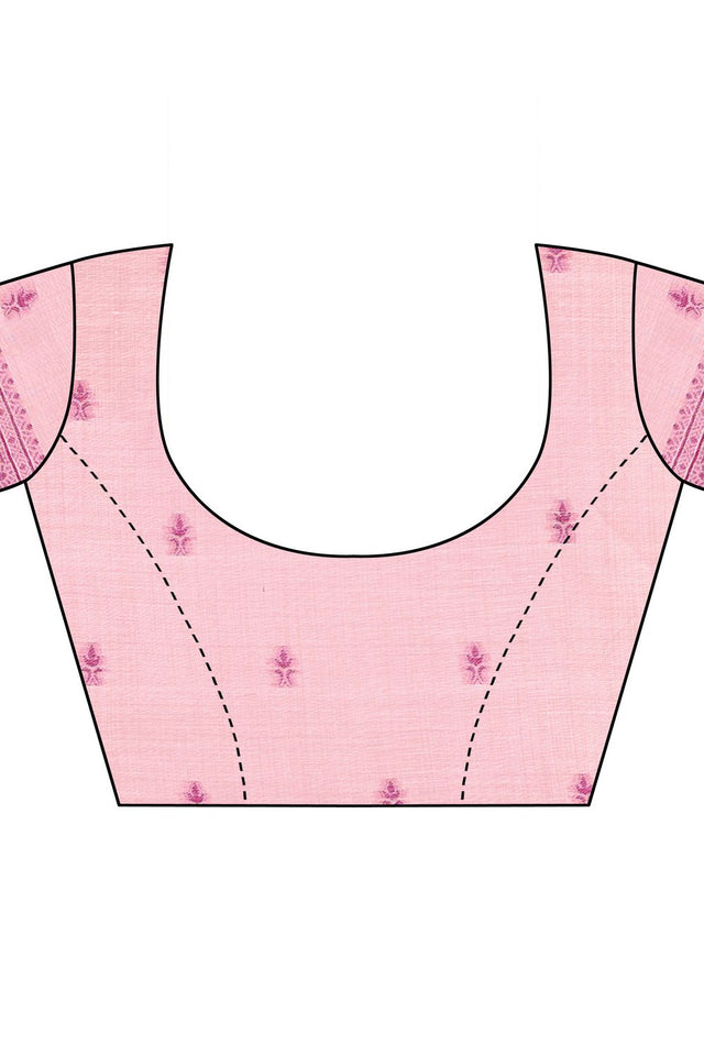 Pink Woven Cotton Saree (ACB1546)