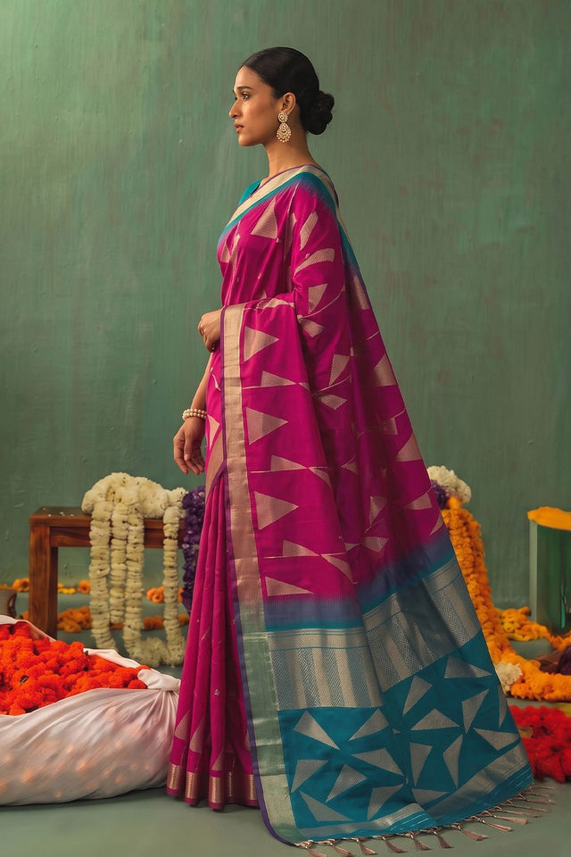 Pink Woven Silk Saree (ACB1646)