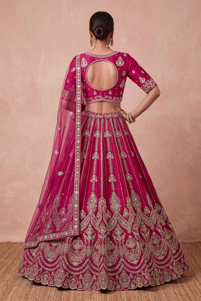 Pink Heavy Embroidered Silk Lehenga (ACB1680)