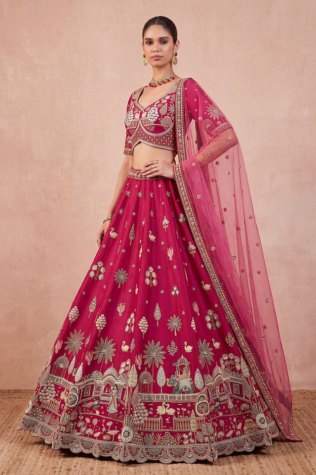 Pink Heavy Embroidered Silk Lehenga (ACB1682)
