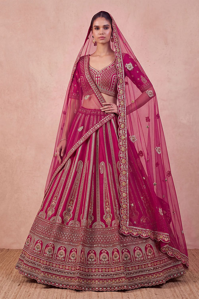 Pink Heavy Embroidered Silk Lehenga (ACB1683)