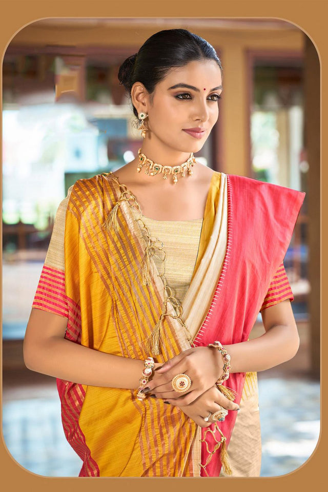 Multi Color Woven Silk Saree (ACB1747)