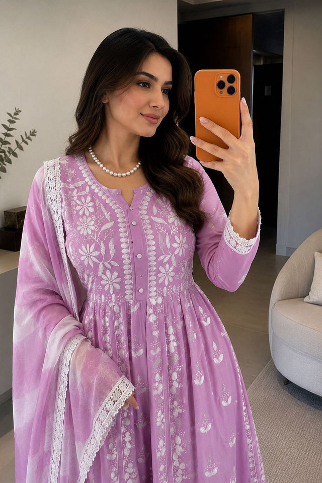 Pink Chikankari Rayon Straight Cut Suit (ACB1749)