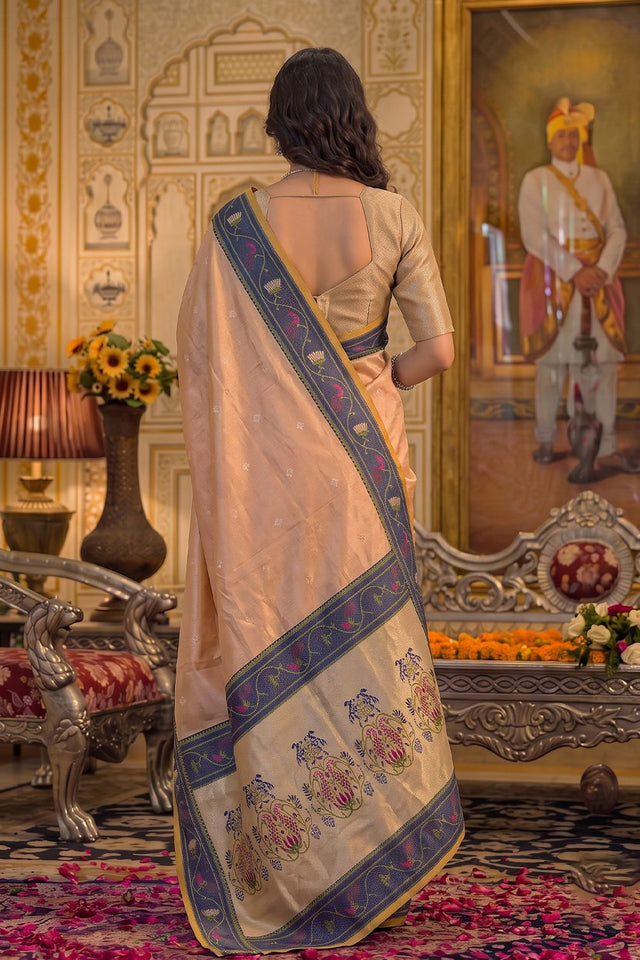 Peach Woven Tissue Saree (ACB1757)