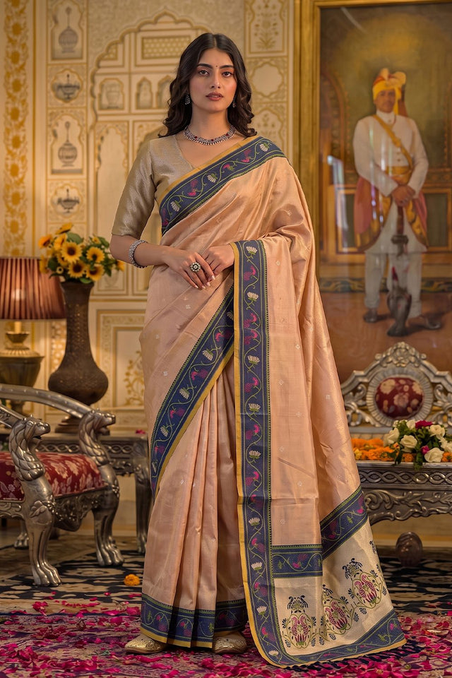Peach Woven Tissue Saree (ACB1757)