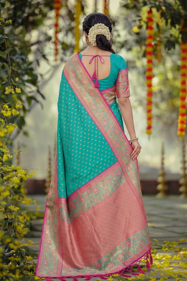 Sea Green Zari Woven Silk Saree (ACB1768)