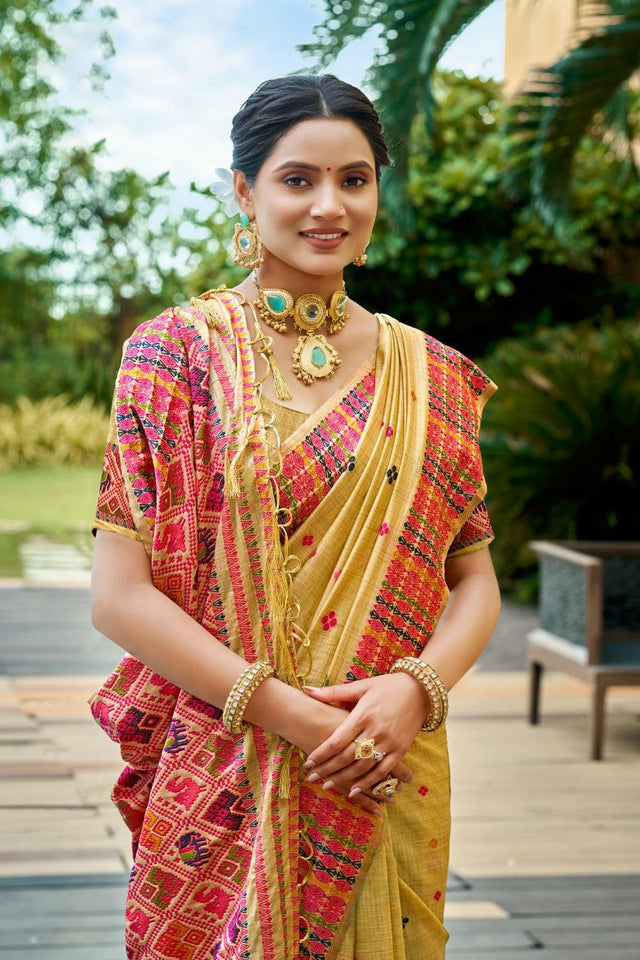 Mustard Woven Silk Saree (ACB1788)