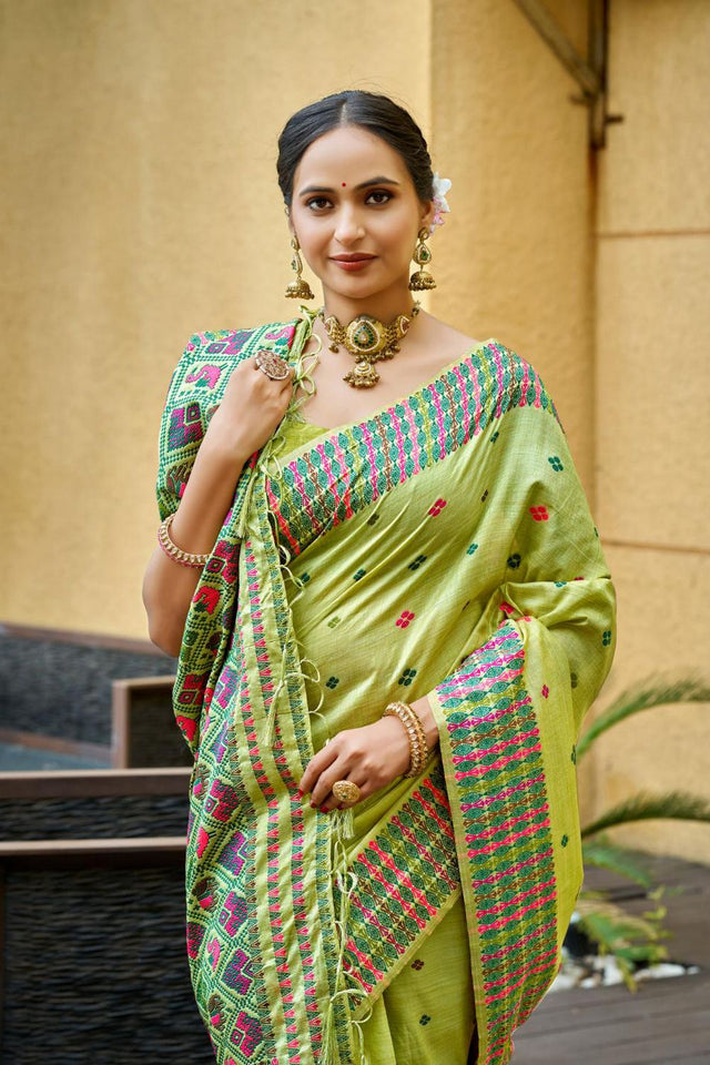 Green Woven Silk Saree (ACB1792)