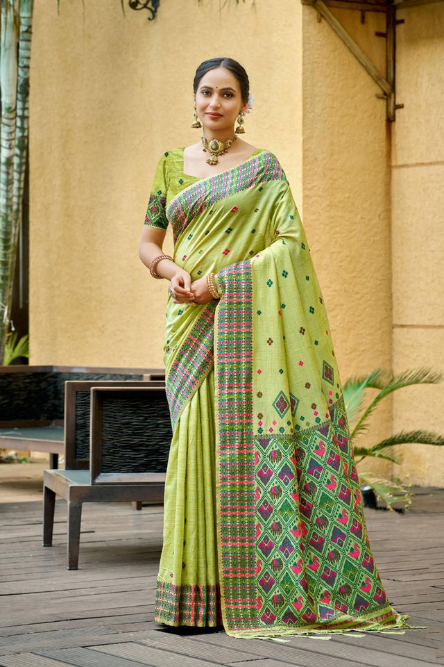 Green Woven Silk Saree (ACB1792)