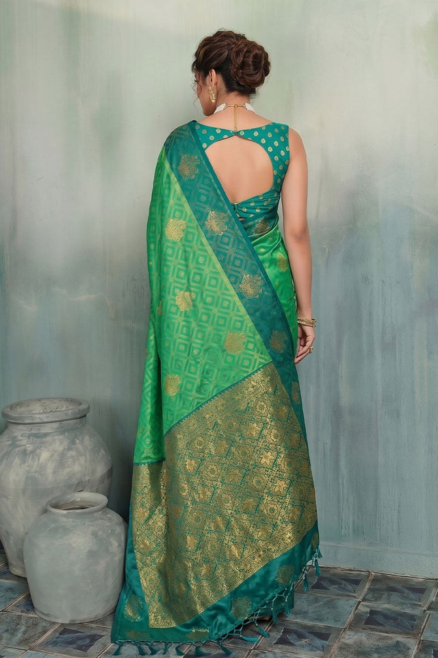 Green Woven Silk Saree (ACB1796)
