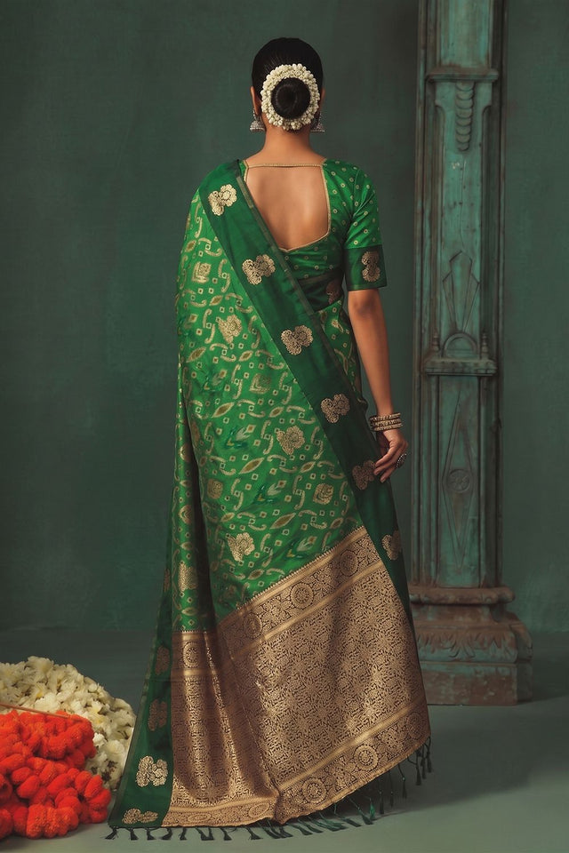 Green Woven Silk Saree (ACB1821)